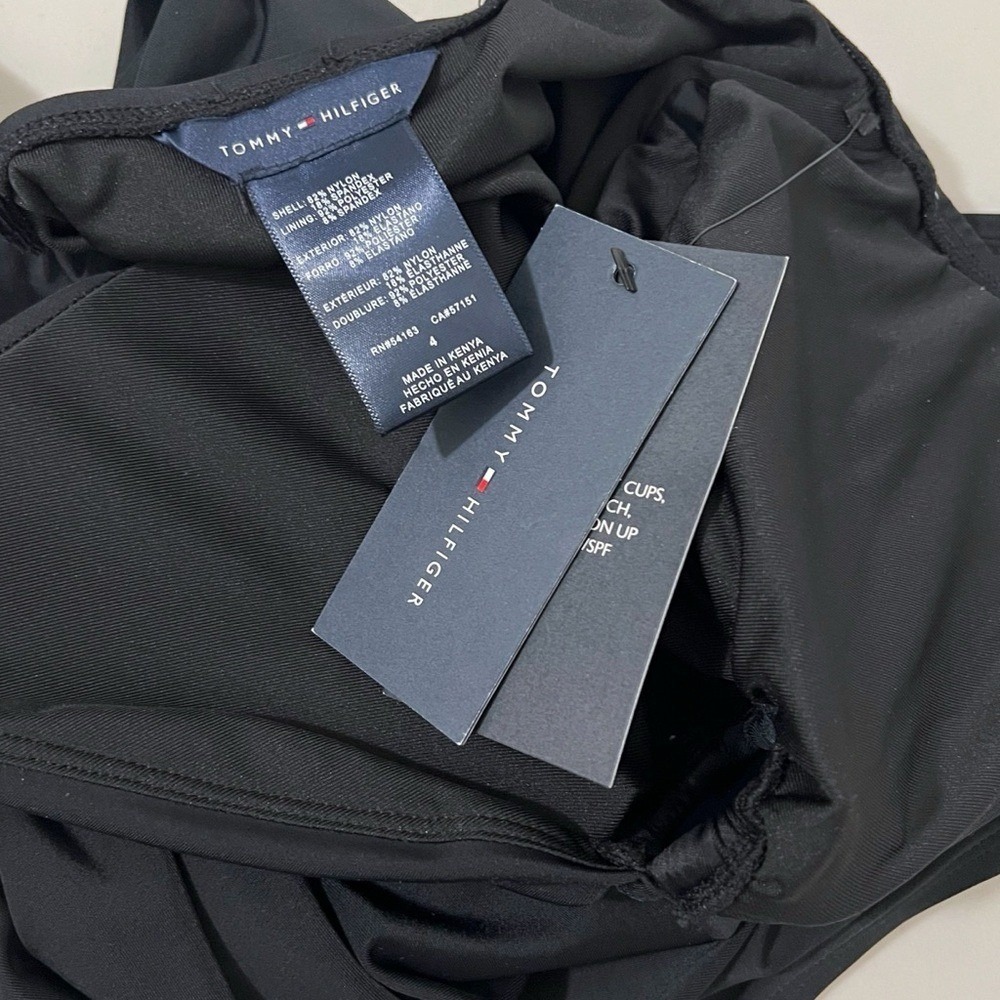 Tommy Hilfiger Womens Black Ring Detail Ruched One Piece Swimsuit Size 4 NEW - Picture 8 of 9